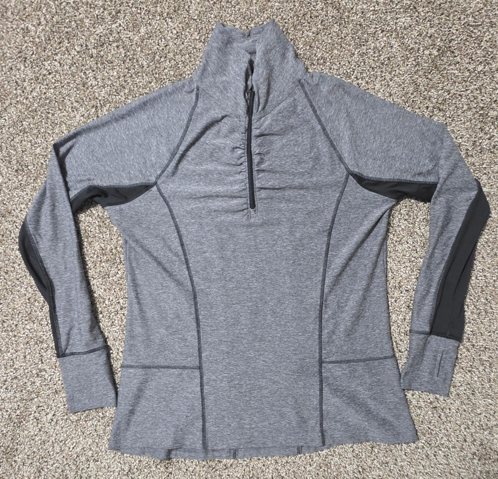 C9 Champion Gray Quarter Zip Pullover Semi Fitted Womens Sz Large Active Running